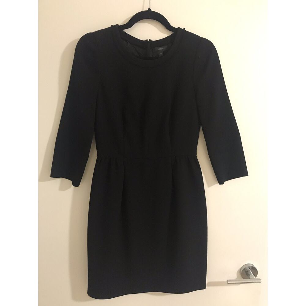 Women's J.Crew Black 3/4 Sleeve Wool Dress in Size 00